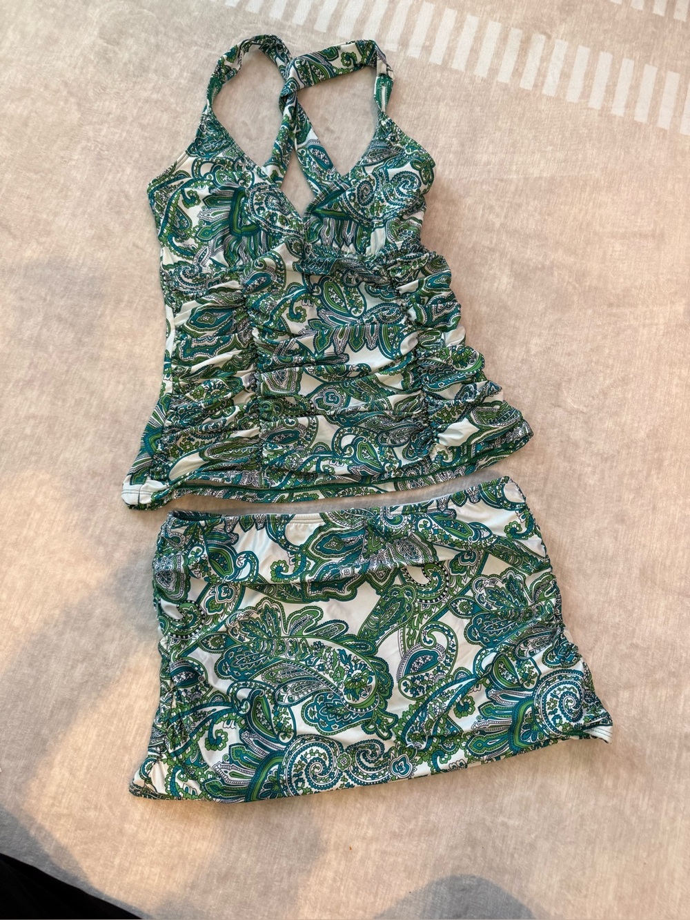 ANTONIO MELANI Teal and Green 2-Piece Swimsuit / Tankini